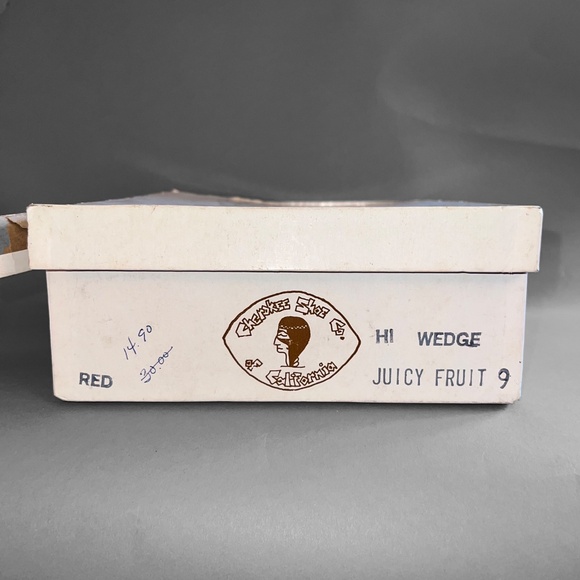 70s Red Fruit Cluster Wood  Platform Sandals - Picture 11 of 13